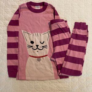 Hanna Andersson Pink and Purple Stripe Cat Long Sleeve Pajamas - Size 120